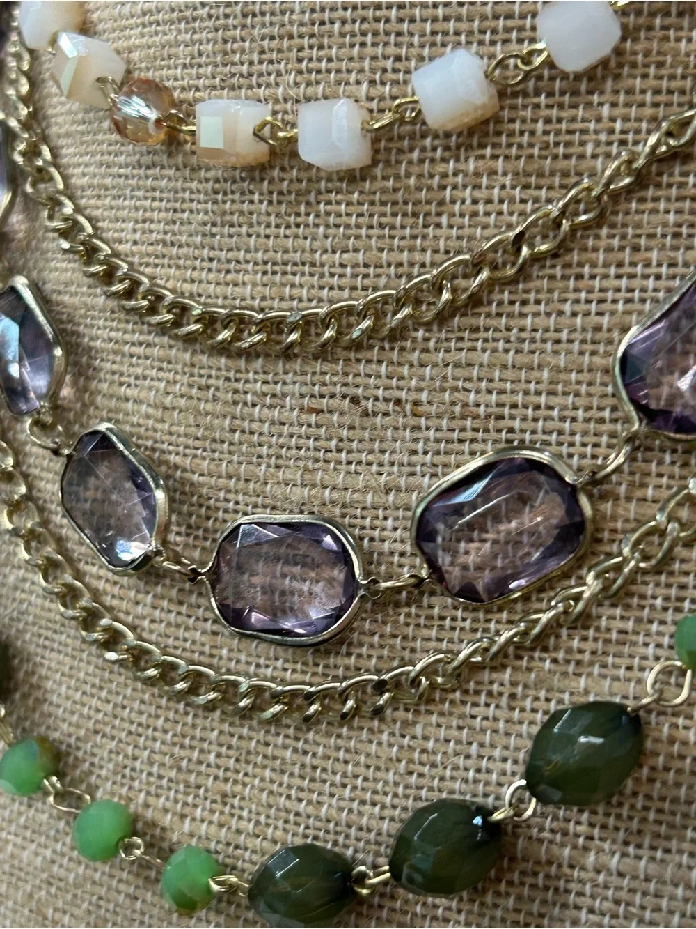 Beautiful multi strand glass and beaded necklace